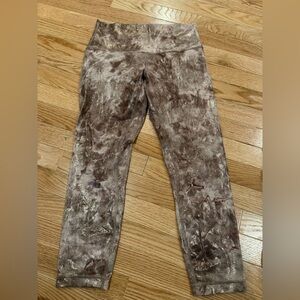 Lululemon Athletica Tan and Gold Mesh Leggings